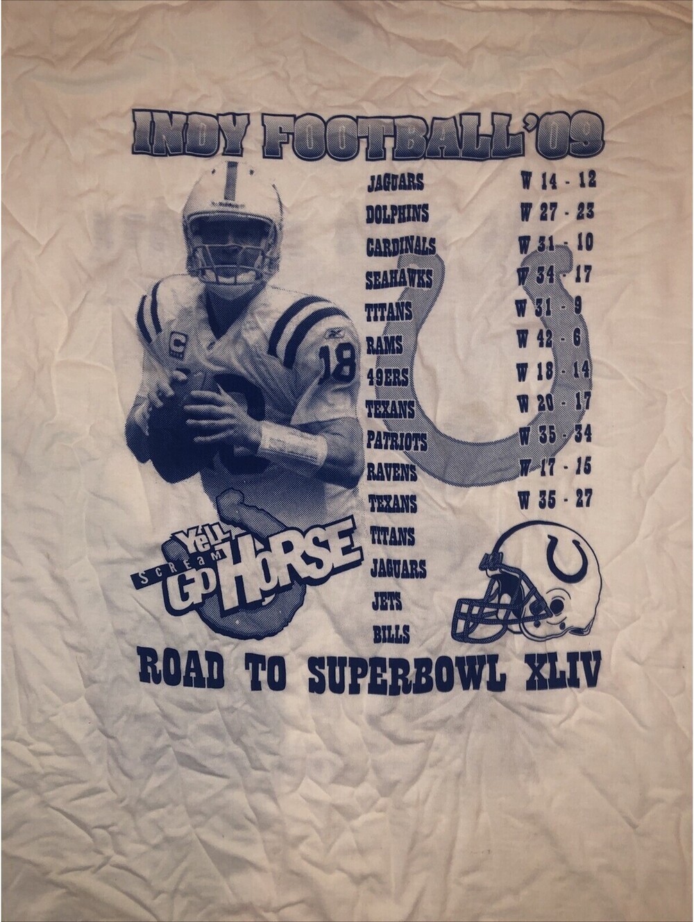 Indianapolis Colts 2009 NFL T-shirt Mens X-Large AFC Conference White XL
